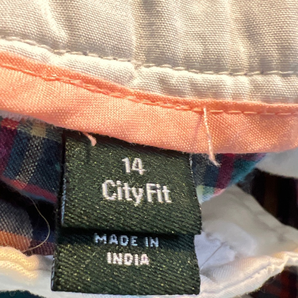 J.Crew Patchwork Madras Shorts 14 Womens City Fit Plaid Preppy Summer Coastal - Picture 5 of 10